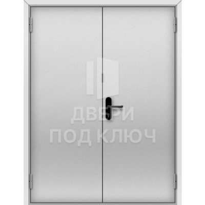 Глухая противопожарная серая двупольная дверь 3-го типа ДПК-18026