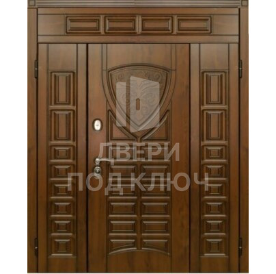 Входная трехстворчатая парадная премиум-дверь с багетом ДПК-12660