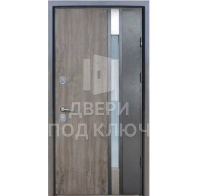 Элитная одностворчатая входная дверь со стеклопакетом и панелями МДФ ДПК-11254